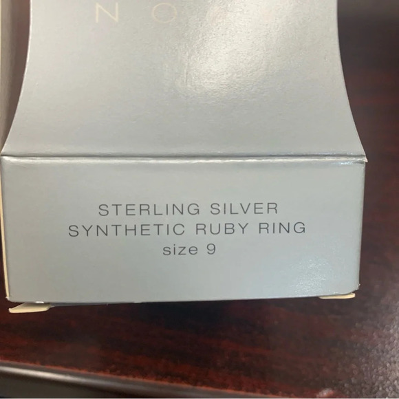 Avon Sterling Silver  synthetic Ruby Red Gemstone Women's Ring size 9 NIB - Picture 3 of 6